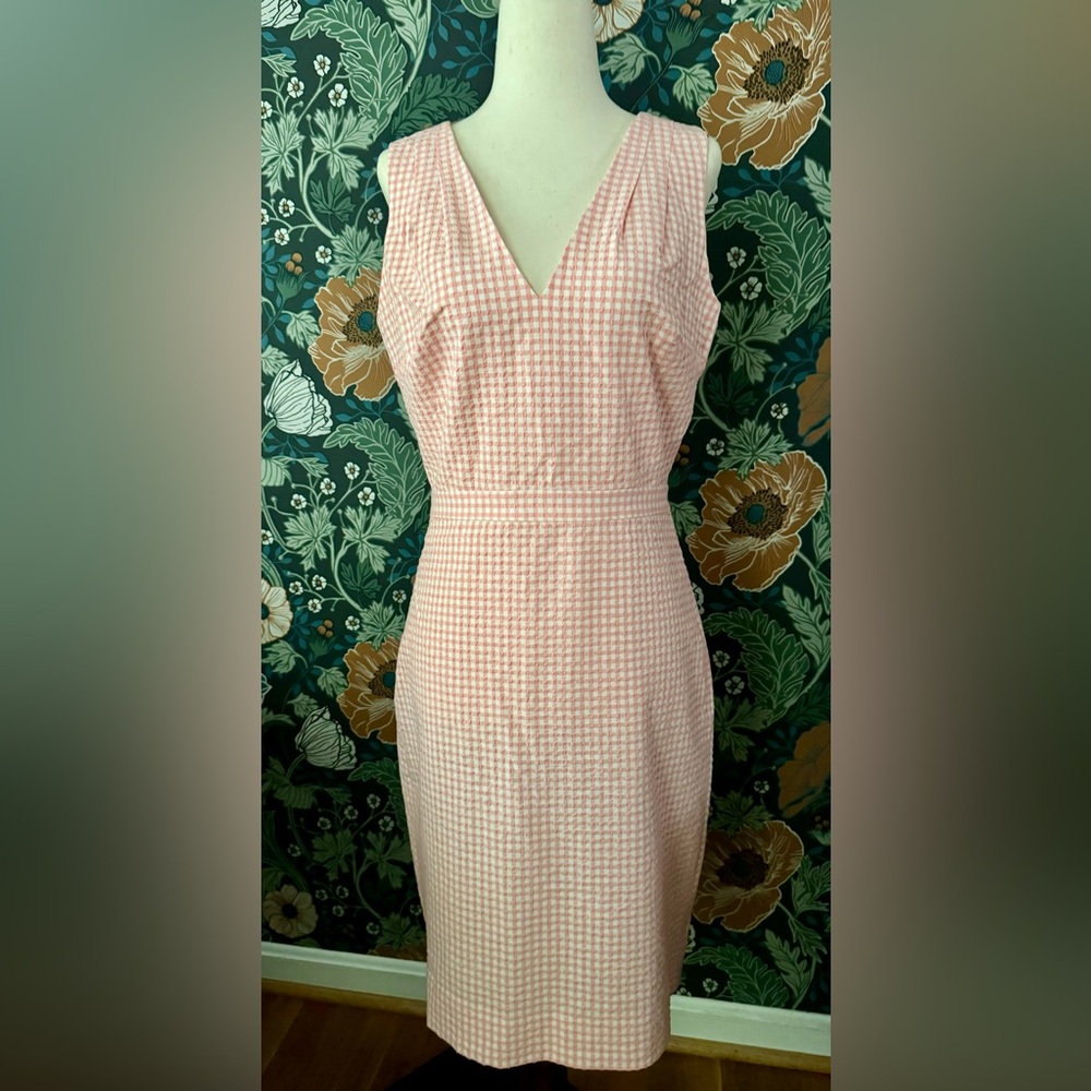 J Crew pink and white gingham dress